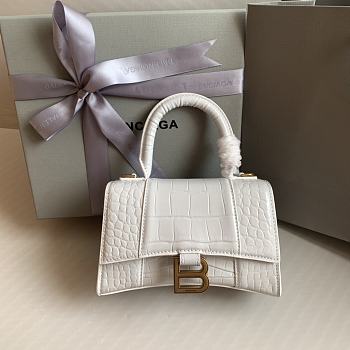 Colestore Balenciaga Hour Glass Crocodile White With Gold Hardware 19cmx8x13cm