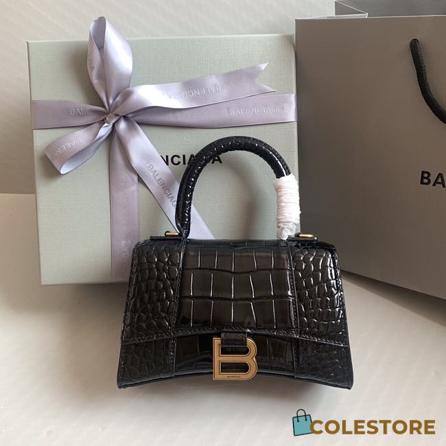 Colestore Balenciaga Hour Glass Crocodile Black With Gold Hardware 19cmx8x13cm - 1