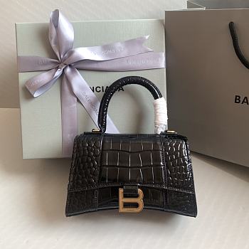 Colestore Balenciaga Hour Glass Crocodile Black With Gold Hardware 19cmx8x13cm