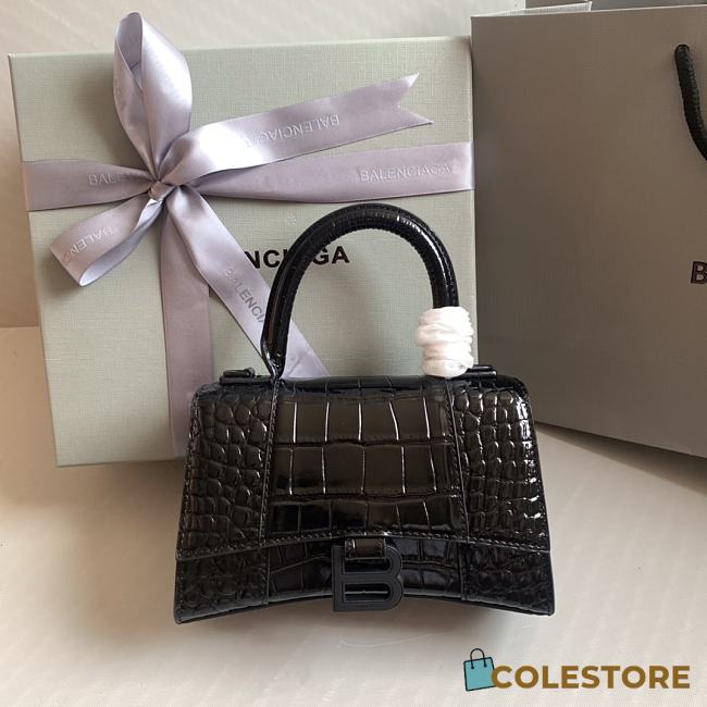 Colestore Balenciaga Hour Glass Crocodile Black With Black Hardware 19cmx8x13cm - 1
