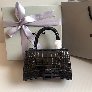 Colestore Balenciaga Hour Glass Crocodile Black With Black Hardware 19cmx8x13cm