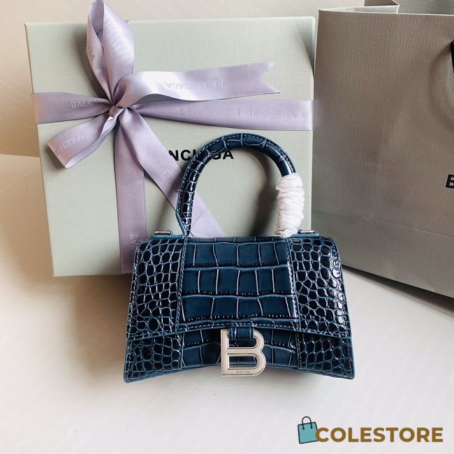 Colestore Balenciaga Hour Glass Crocodile Blue 19cmx8x13cm - 1