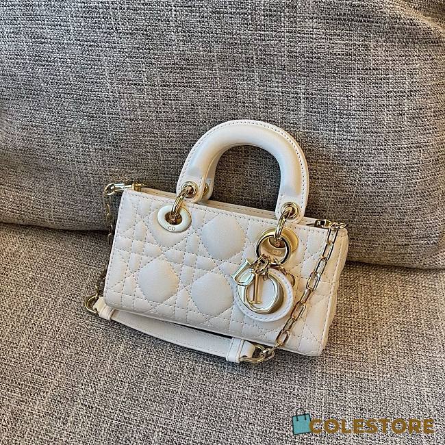 Colestore Dior D-Joy Micro Bag White Gold Hardware 16 x 9 x 5 cm - 1