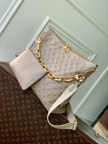 Colestore Louis Vuitton Coussin MM Hobo Bag Calf leather Galet Grey 38 x 33 x 10 cm M12071