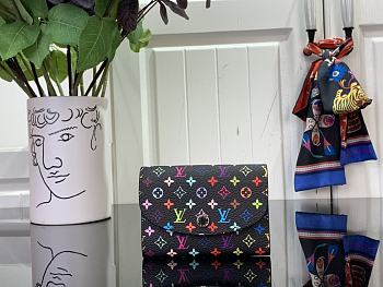 Colestore Louis Vuitton x Takashi Murakami New 25SS Rosalie Coin Purse Black 11 x 8 x 2.5 cm