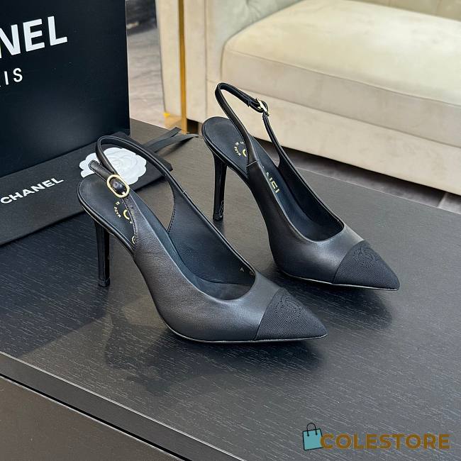 Colestore Chanel Slingback High Heels Black - 1
