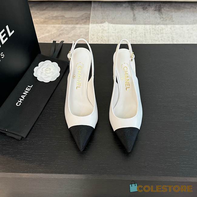 Colestore Chanel Slingback High Heels White - 1