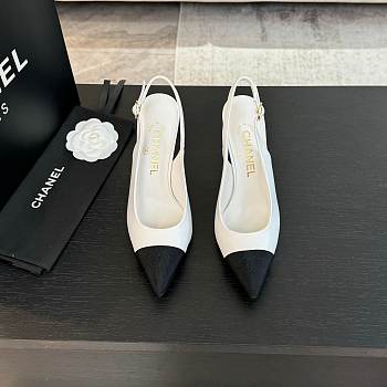 Colestore Chanel Slingback High Heels White