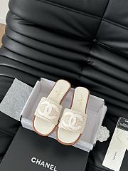 Colestore Chanel White Palm Fiber Slippers White - 1