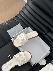 Colestore Chanel White Palm Fiber Slippers White - 4