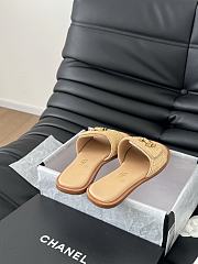 Colestore Chanel White Palm Fiber Slippers Brown - 6