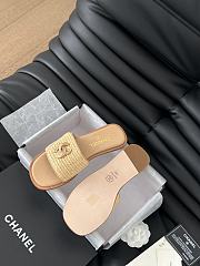 Colestore Chanel White Palm Fiber Slippers Brown - 4