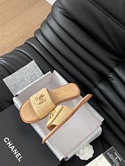 Colestore Chanel White Palm Fiber Slippers Brown - 3