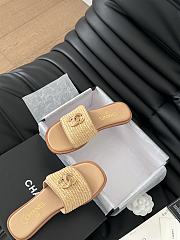 Colestore Chanel White Palm Fiber Slippers Brown - 2
