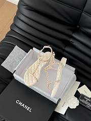 Colestore Chanel Beige Lambskin Chain CC Logo Thong Sandals White - 2