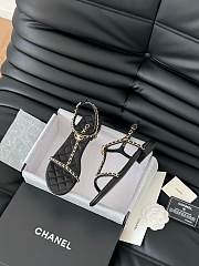 Colestore Chanel Beige Lambskin Chain CC Logo Thong Sandals Black - 5