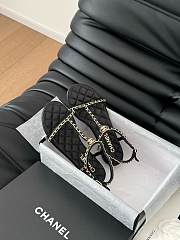 Colestore Chanel Beige Lambskin Chain CC Logo Thong Sandals Black - 4