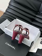 Colestore Chanel Beige Lambskin Chain CC Logo Thong Sandals Heels Black 5cm - 4