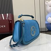 Colestore Gucci Blondie medium top handle bag Suede Blue 32x17x10cm - 6