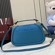 Colestore Gucci Blondie medium top handle bag Suede Blue 32x17x10cm - 4