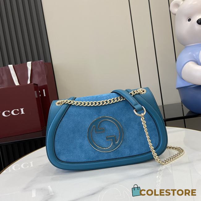 Colestore Gucci Blondie Mini top handle bag Suede Blue 26x16x8cm - 1