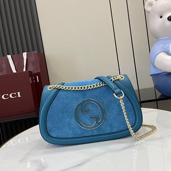 Colestore Gucci Blondie Mini top handle bag Suede Blue 26x16x8cm