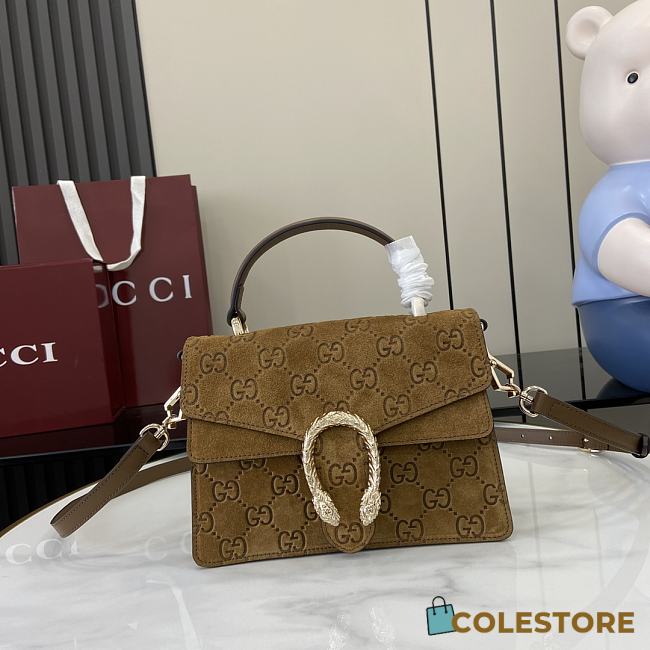 Colestore Gucci Dionysus Top Handle Suede Brown 22x16x8cm - 1