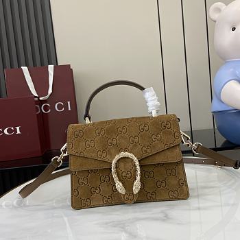 Colestore Gucci Dionysus Top Handle Suede Brown 22x16x8cm