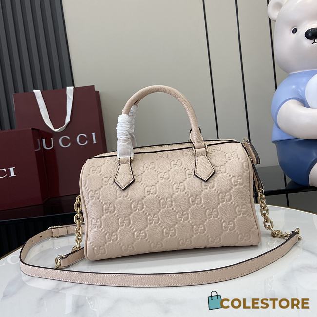 Colestore Gucci GG Emblem Small Top Handle Bag Beige 25.5x16x14cm - 1