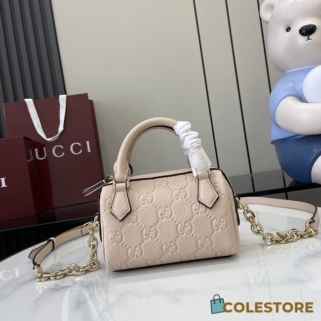 Colestore Gucci GG Emblem Small Top Handle Bag Beige 16.5x10x8cm - 1