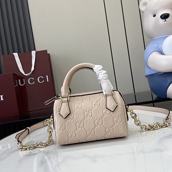 Colestore Gucci GG Emblem Small Top Handle Bag Beige 16.5x10x8cm