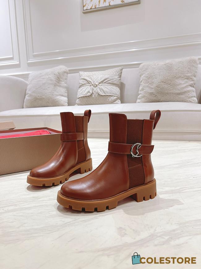 Colestore Louboutin CL Chelsea Booty Lug Low boots - Calf leather - Brown - Women - 1