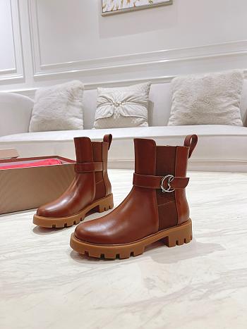 Colestore Louboutin CL Chelsea Booty Lug Low boots - Calf leather - Brown - Women