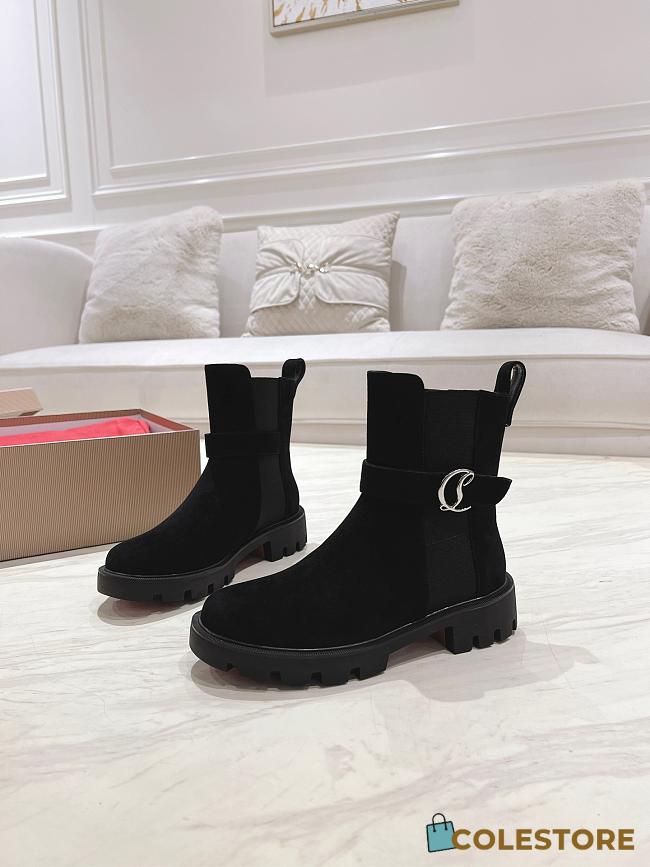 Colestore Louboutin CL Chelsea Booty Lug Low boots - Suede - Black - Women - 1