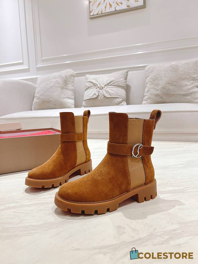 Colestore Louboutin CL Chelsea Booty Lug Low boots - Suede - Brown - Women - 1