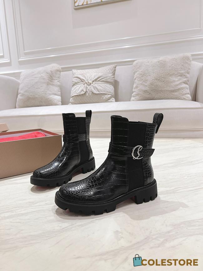 Colestore Louboutin CL Chelsea Booty Lug Low boots - Crocodile leather - Black - Women - 1