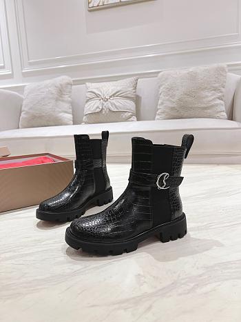 Colestore Louboutin CL Chelsea Booty Lug Low boots - Crocodile leather - Black - Women