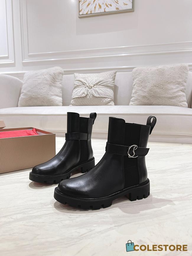Colestore Louboutin CL Chelsea Booty Lug Low boots - Calf leather - Black - Women - 1