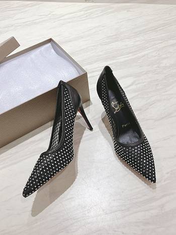 Colestore Louboutin Apostropha Mesh Strass 80 mm Black