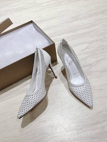 Colestore Louboutin Apostropha Mesh Strass 80 mm White
