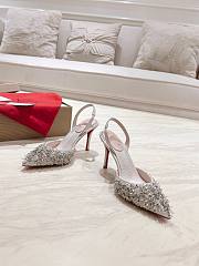 Colestore Christian Louboutin Queenissima Embellished Sole-Lyst 85mm Slingback Pumps White - 1
