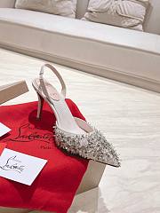 Colestore Christian Louboutin Queenissima Embellished Sole-Lyst 85mm Slingback Pumps White - 5