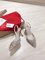 Colestore Christian Louboutin Queenissima Embellished Sole-Lyst 85mm Slingback Pumps White - 6