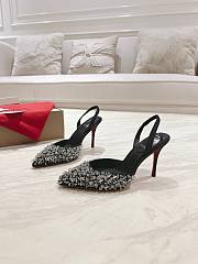 Colestore Christian Louboutin Queenissima Embellished Sole-Lyst 85mm Slingback Pumps Black - 1