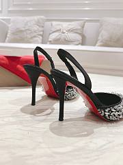 Colestore Christian Louboutin Queenissima Embellished Sole-Lyst 85mm Slingback Pumps Black - 2