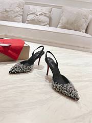 Colestore Christian Louboutin Queenissima Embellished Sole-Lyst 85mm Slingback Pumps Black - 3