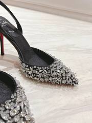 Colestore Christian Louboutin Queenissima Embellished Sole-Lyst 85mm Slingback Pumps Black - 4