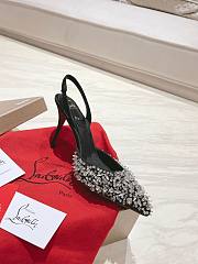 Colestore Christian Louboutin Queenissima Embellished Sole-Lyst 85mm Slingback Pumps Black - 5