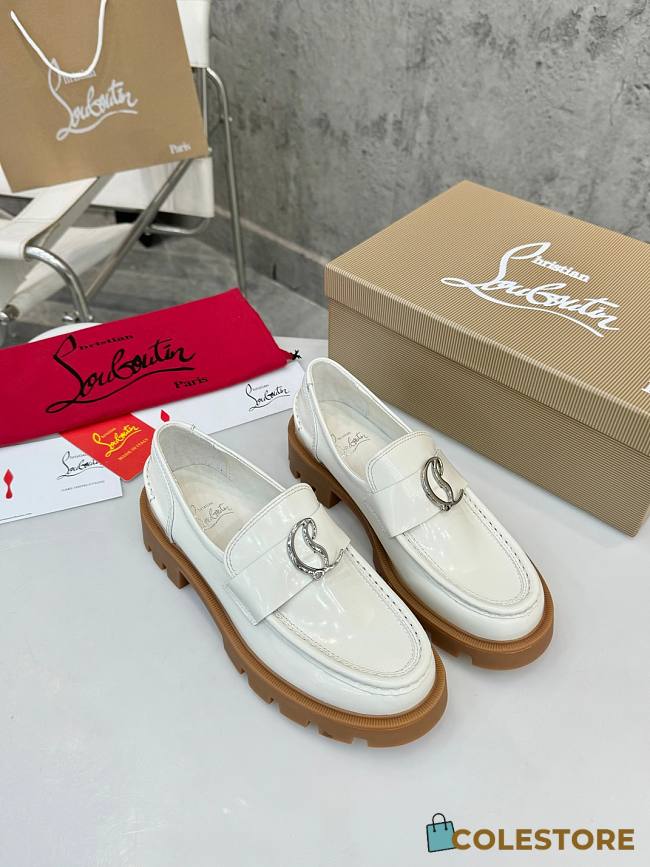 Colestore Louboutin CL Moc Lug Loafers - Abrasivato calf leather - White - Women - 1