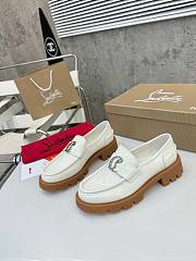 Colestore Louboutin CL Moc Lug Loafers - Abrasivato calf leather - White - Women - 3